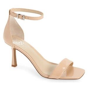 vince camuto enella ankle strap sandal Heels Solid Nude Beige Patent Leather 7